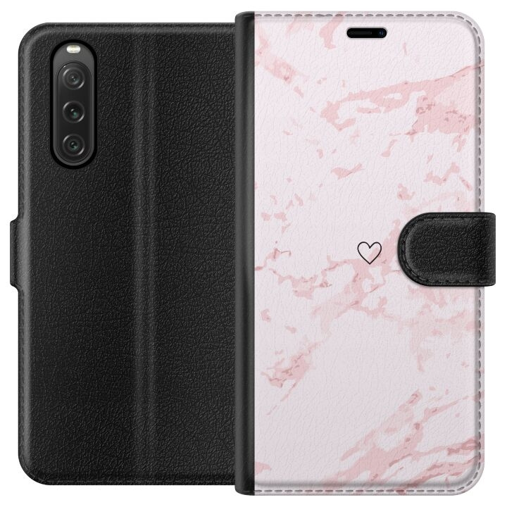 Portemonnee-hoesje voor Sony Xperia 10 V met Roze Hart ontwerp in de groep SMARTPHONE & TABLETS / Mobielbescherming / Sony bij TP E-commerce Nordic AB (A61060)