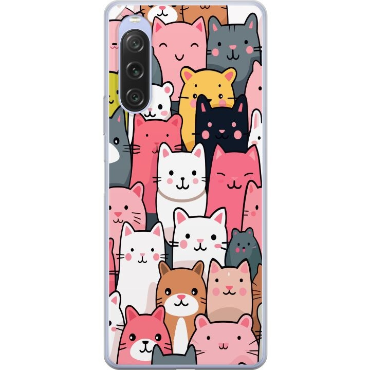 Mobiele hoes voor Sony Xperia 10 V met Kattenpatroon ontwerp in de groep SMARTPHONE & TABLETS / Mobielbescherming / Sony bij TP E-commerce Nordic AB (A61072)