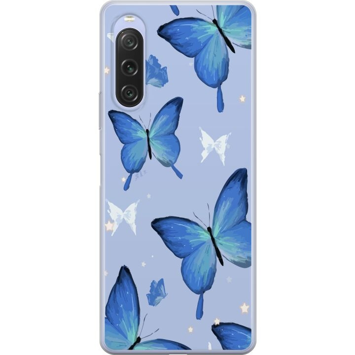 Mobiele hoes voor Sony Xperia 10 V met Blauwe vlinders ontwerp in de groep SMARTPHONE & TABLETS / Mobielbescherming / Sony bij TP E-commerce Nordic AB (A61080)