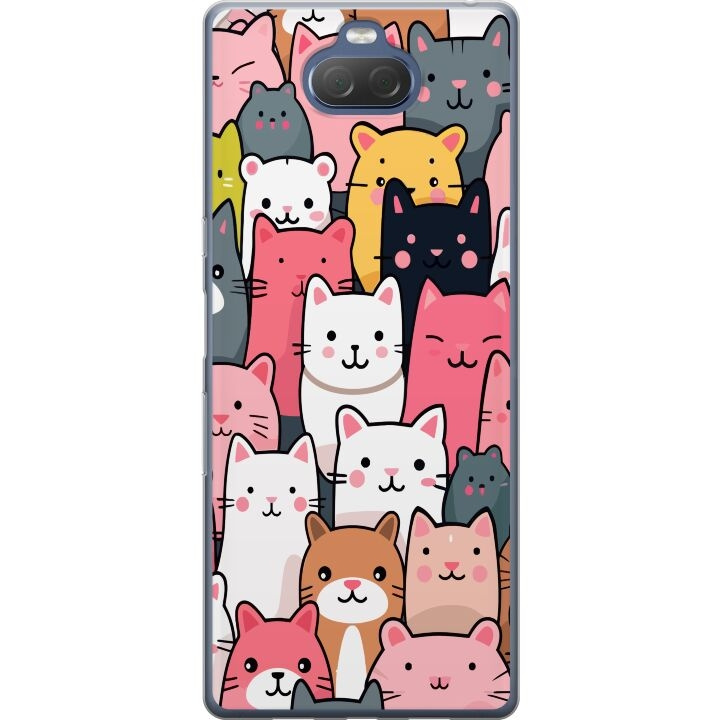 Mobiele hoes voor Sony Xperia 10 Plus met Kattenpatroon ontwerp in de groep SMARTPHONE & TABLETS / Mobielbescherming / Sony bij TP E-commerce Nordic AB (A61126)