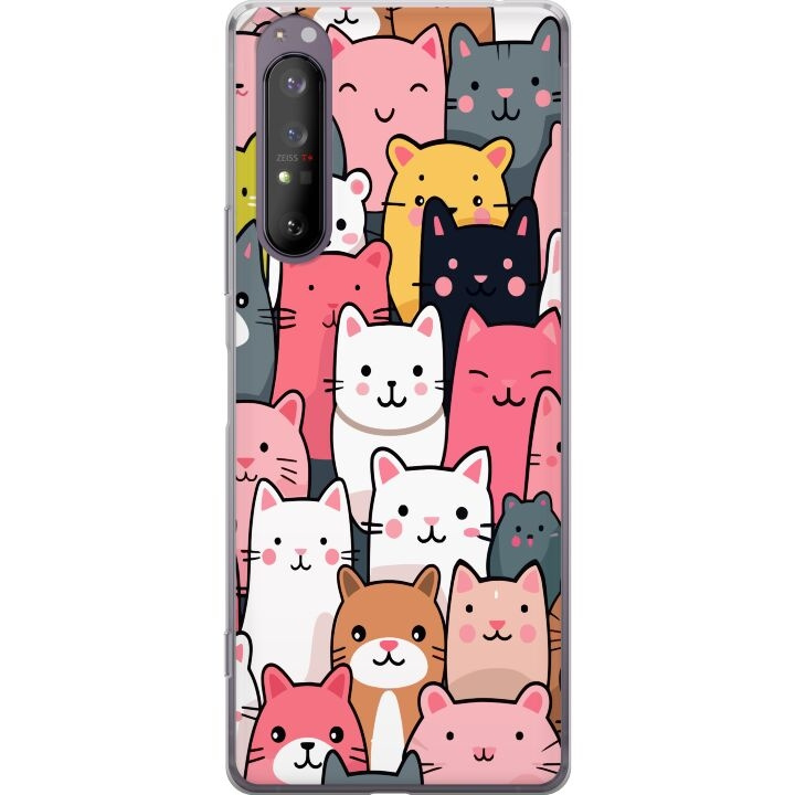 Mobiele hoes voor Sony Xperia 1 II met Kattenpatroon ontwerp in de groep SMARTPHONE & TABLETS / Mobielbescherming / Sony bij TP E-commerce Nordic AB (A61153)