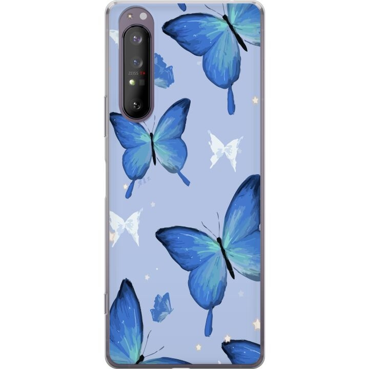 Mobiele hoes voor Sony Xperia 1 II met Blauwe vlinders ontwerp in de groep SMARTPHONE & TABLETS / Mobielbescherming / Sony bij TP E-commerce Nordic AB (A61161)