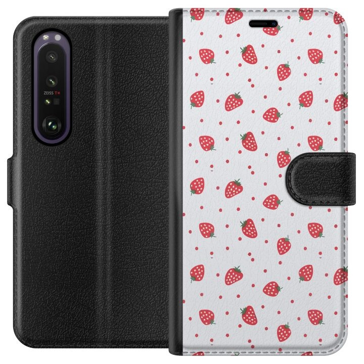 Portemonnee-hoesje voor Sony Xperia 1 III met Aardbeien ontwerp in de groep SMARTPHONE & TABLETS / Mobielbescherming / Sony bij TP E-commerce Nordic AB (A61189)