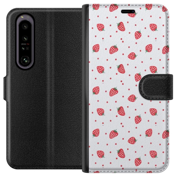 Portemonnee-hoesje voor Sony Xperia 1 IV met Aardbeien ontwerp in de groep SMARTPHONE & TABLETS / Mobielbescherming / Sony bij TP E-commerce Nordic AB (A61243)