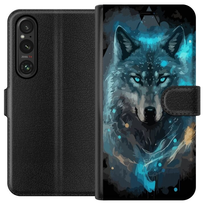 Portemonnee-hoesje voor Sony Xperia 1 V met Wolf ontwerp in de groep SMARTPHONE & TABLETS / Mobielbescherming / Sony bij TP E-commerce Nordic AB (A61285)