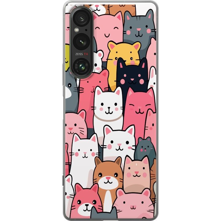 Mobiele hoes voor Sony Xperia 1 V met Kattenpatroon ontwerp in de groep SMARTPHONE & TABLETS / Mobielbescherming / Sony bij TP E-commerce Nordic AB (A61315)