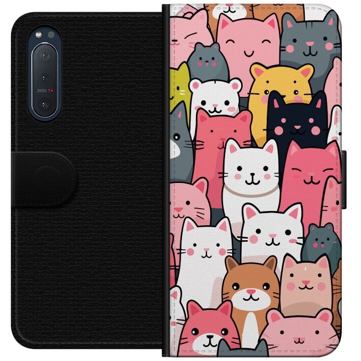 Portemonnee-hoesje voor Sony Xperia 5 II met Kattenpatroon ontwerp in de groep SMARTPHONE & TABLETS / Mobielbescherming / Sony bij TP E-commerce Nordic AB (A61369)