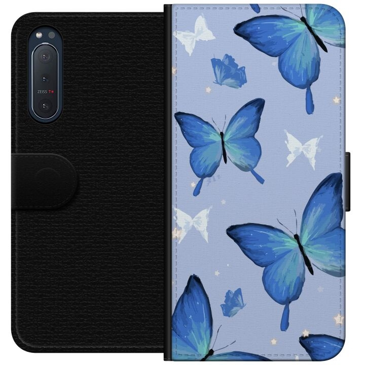 Portemonnee-hoesje voor Sony Xperia 5 II met Blauwe vlinders ontwerp in de groep SMARTPHONE & TABLETS / Mobielbescherming / Sony bij TP E-commerce Nordic AB (A61377)