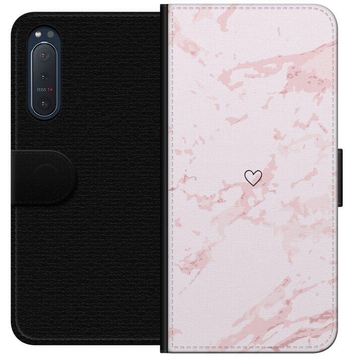 Portemonnee-hoesje voor Sony Xperia 5 II met Roze Hart ontwerp in de groep SMARTPHONE & TABLETS / Mobielbescherming / Sony bij TP E-commerce Nordic AB (A61384)