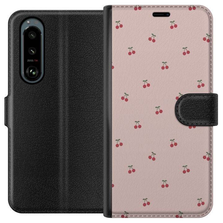 Portemonnee-hoesje voor Sony Xperia 5 III met Kersen ontwerp in de groep SMARTPHONE & TABLETS / Mobielbescherming / Sony bij TP E-commerce Nordic AB (A61422)