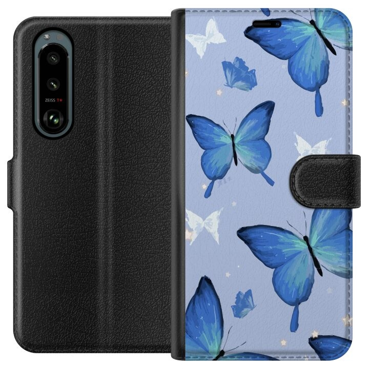 Portemonnee-hoesje voor Sony Xperia 5 III met Blauwe vlinders ontwerp in de groep SMARTPHONE & TABLETS / Mobielbescherming / Sony bij TP E-commerce Nordic AB (A61431)