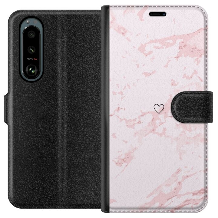 Portemonnee-hoesje voor Sony Xperia 5 III met Roze Hart ontwerp in de groep SMARTPHONE & TABLETS / Mobielbescherming / Sony bij TP E-commerce Nordic AB (A61438)