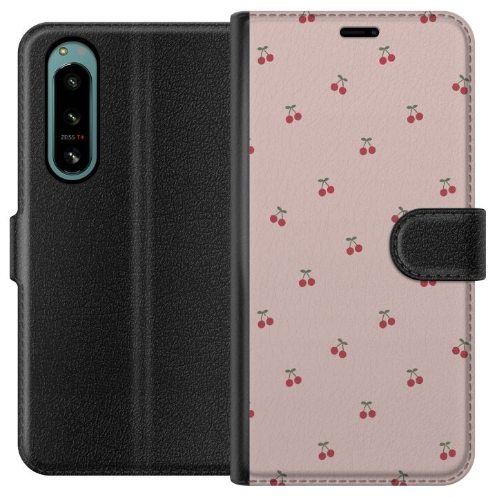 Portemonnee-hoesje voor Sony Xperia 5 IV met Kersen ontwerp in de groep SMARTPHONE & TABLETS / Mobielbescherming / Sony bij TP E-commerce Nordic AB (A61476)