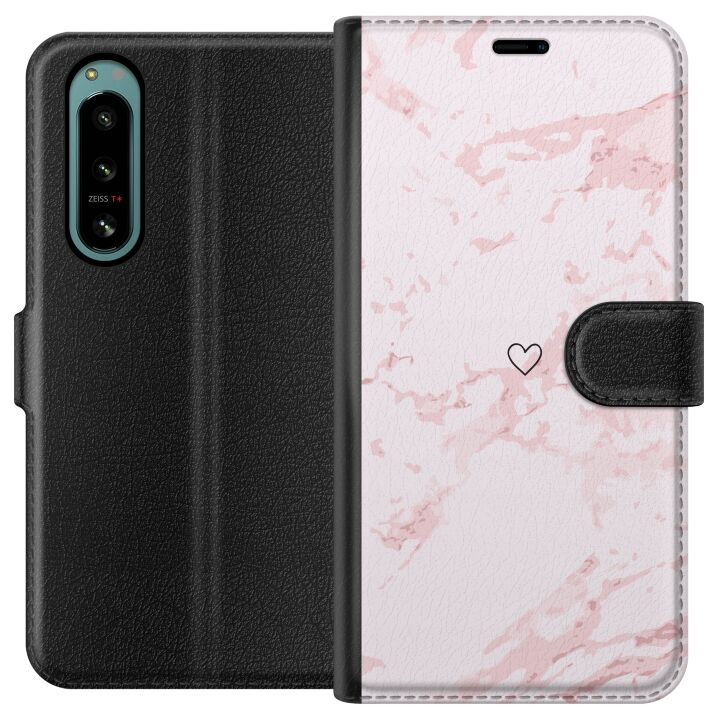 Portemonnee-hoesje voor Sony Xperia 5 IV met Roze Hart ontwerp in de groep SMARTPHONE & TABLETS / Mobielbescherming / Sony bij TP E-commerce Nordic AB (A61492)