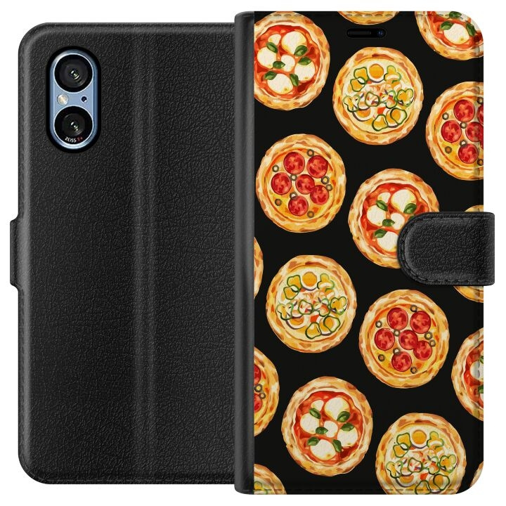 Portemonnee-hoesje voor Sony Xperia 5 V met Pizza ontwerp in de groep SMARTPHONE & TABLETS / Mobielbescherming / Sony bij TP E-commerce Nordic AB (A61536)