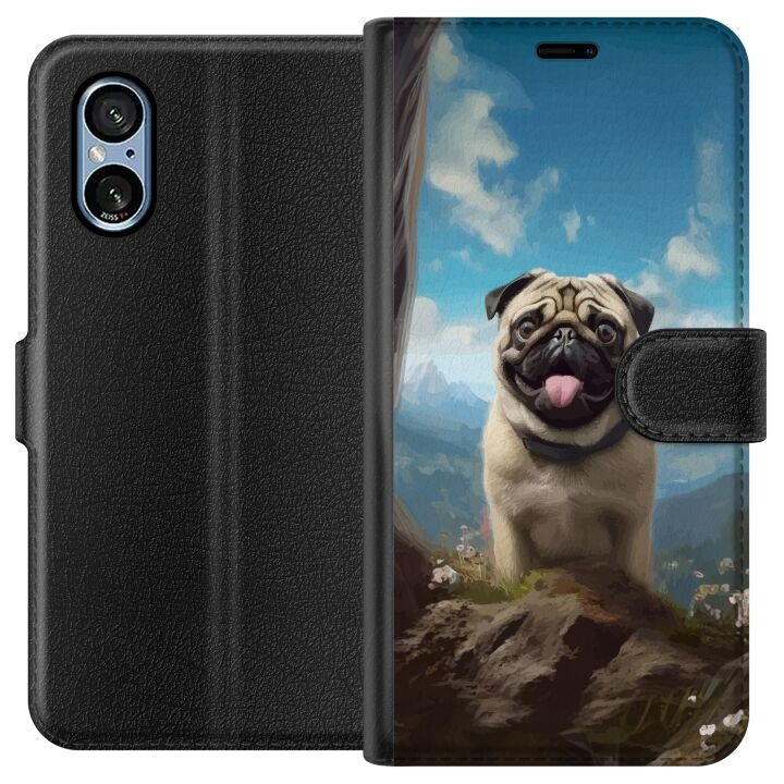 Portemonnee-hoesje voor Sony Xperia 5 V met Blije Hond ontwerp in de groep SMARTPHONE & TABLETS / Mobielbescherming / Sony bij TP E-commerce Nordic AB (A61541)