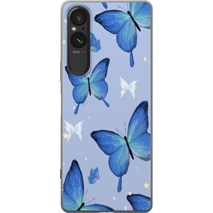 Mobiele hoes voor Sony Xperia 5 V met Blauwe vlinders ontwerp in de groep SMARTPHONE & TABLETS / Mobielbescherming / Sony bij TP E-commerce Nordic AB (A61566)