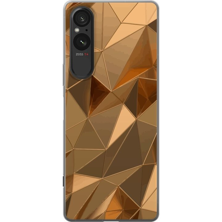 Mobiele hoes voor Sony Xperia 5 V met 3D Goud ontwerp in de groep SMARTPHONE & TABLETS / Mobielbescherming / Sony bij TP E-commerce Nordic AB (A61574)