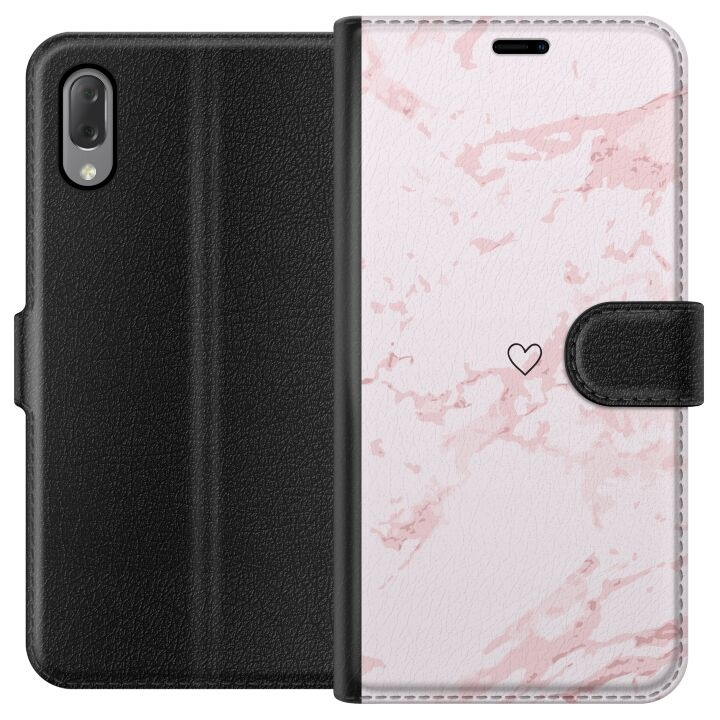 Portemonnee-hoesje voor Sony Xperia L3 met Roze Hart ontwerp in de groep SMARTPHONE & TABLETS / Mobielbescherming / Sony bij TP E-commerce Nordic AB (A61627)