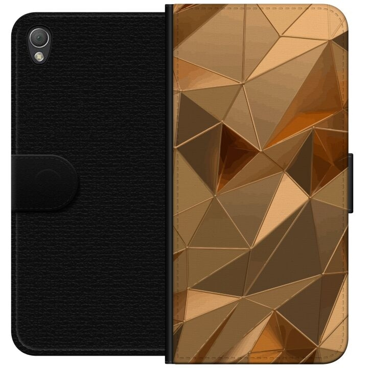 Portemonnee-hoesje voor Sony Xperia Z3 met 3D Goud ontwerp in de groep SMARTPHONE & TABLETS / Mobielbescherming / Sony bij TP E-commerce Nordic AB (A61763)