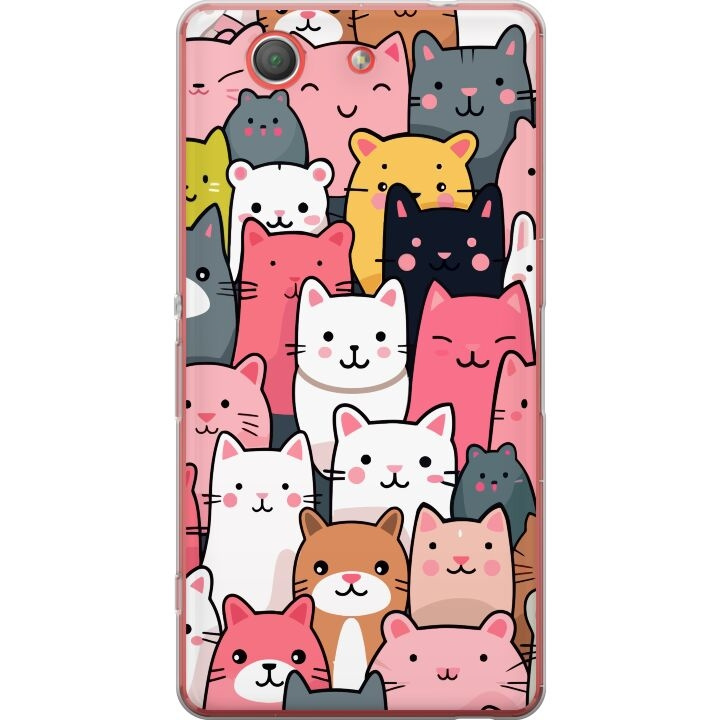 Mobiele hoes voor Sony Xperia Z3 Compact met Kattenpatroon ontwerp in de groep SMARTPHONE & TABLETS / Mobielbescherming / Sony bij TP E-commerce Nordic AB (A61774)