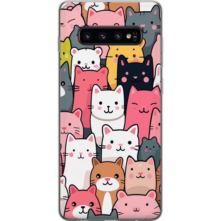 Mobiele hoes voor Samsung Galaxy S10 met Kattenpatroon ontwerp in de groep SMARTPHONE & TABLETS / Mobielbescherming / Samsung bij TP E-commerce Nordic AB (A61855)