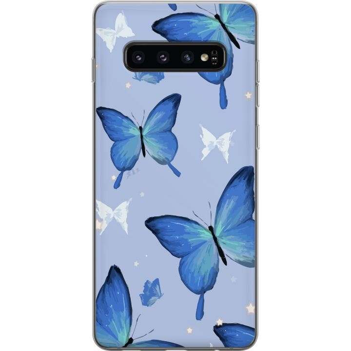 Mobiele hoes voor Samsung Galaxy S10 met Blauwe vlinders ontwerp in de groep SMARTPHONE & TABLETS / Mobielbescherming / Samsung bij TP E-commerce Nordic AB (A61863)