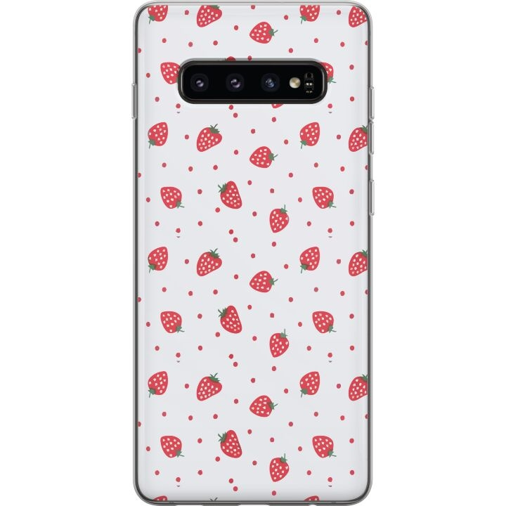 Mobiele hoes voor Samsung Galaxy S10 met Aardbeien ontwerp in de groep SMARTPHONE & TABLETS / Mobielbescherming / Samsung bij TP E-commerce Nordic AB (A61864)