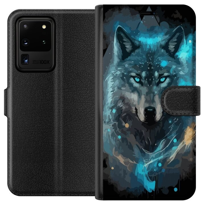 Portemonnee-hoesje voor Samsung Galaxy S20 Ultra met Wolf ontwerp in de groep SMARTPHONE & TABLETS / Mobielbescherming / Samsung bij TP E-commerce Nordic AB (A62203)