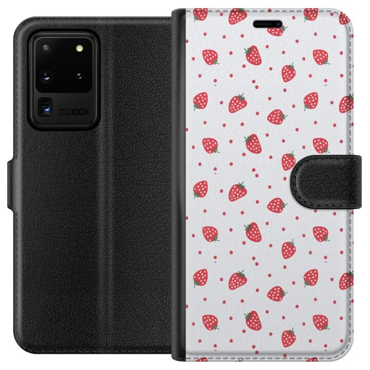 Portemonnee-hoesje voor Samsung Galaxy S20 Ultra met Aardbeien ontwerp in de groep SMARTPHONE & TABLETS / Mobielbescherming / Samsung bij TP E-commerce Nordic AB (A62215)