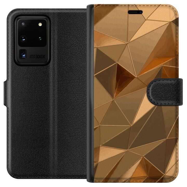 Portemonnee-hoesje voor Samsung Galaxy S20 Ultra met 3D Goud ontwerp in de groep SMARTPHONE & TABLETS / Mobielbescherming / Samsung bij TP E-commerce Nordic AB (A62222)