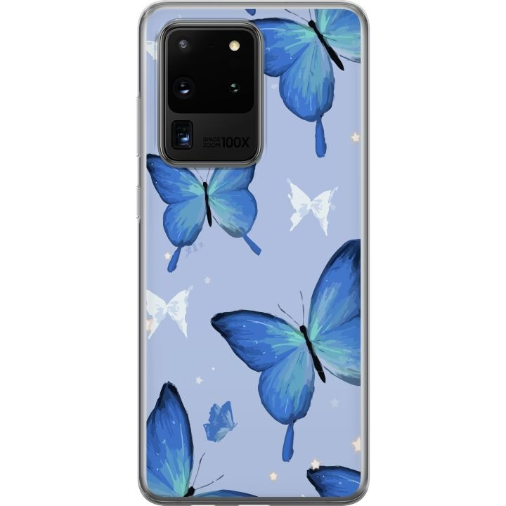 Mobiele hoes voor Samsung Galaxy S20 Ultra met Blauwe vlinders ontwerp in de groep SMARTPHONE & TABLETS / Mobielbescherming / Samsung bij TP E-commerce Nordic AB (A62241)