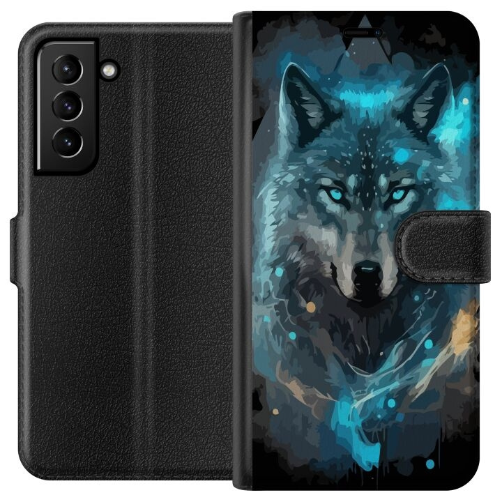 Portemonnee-hoesje voor Samsung Galaxy S21+ 5G met Wolf ontwerp in de groep SMARTPHONE & TABLETS / Mobielbescherming / Samsung bij TP E-commerce Nordic AB (A62365)