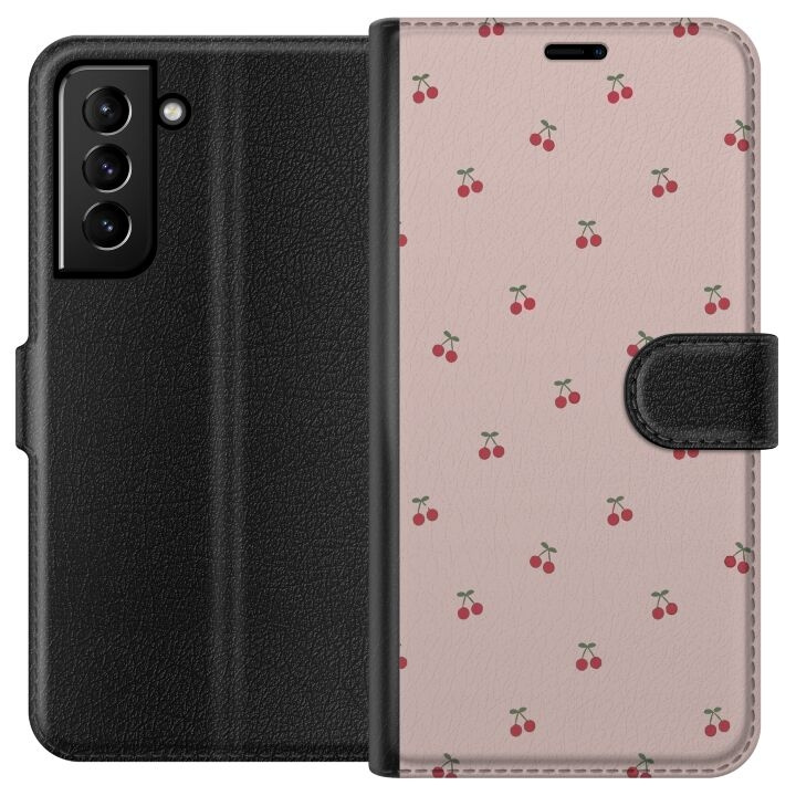 Portemonnee-hoesje voor Samsung Galaxy S21+ 5G met Kersen ontwerp in de groep SMARTPHONE & TABLETS / Mobielbescherming / Samsung bij TP E-commerce Nordic AB (A62367)