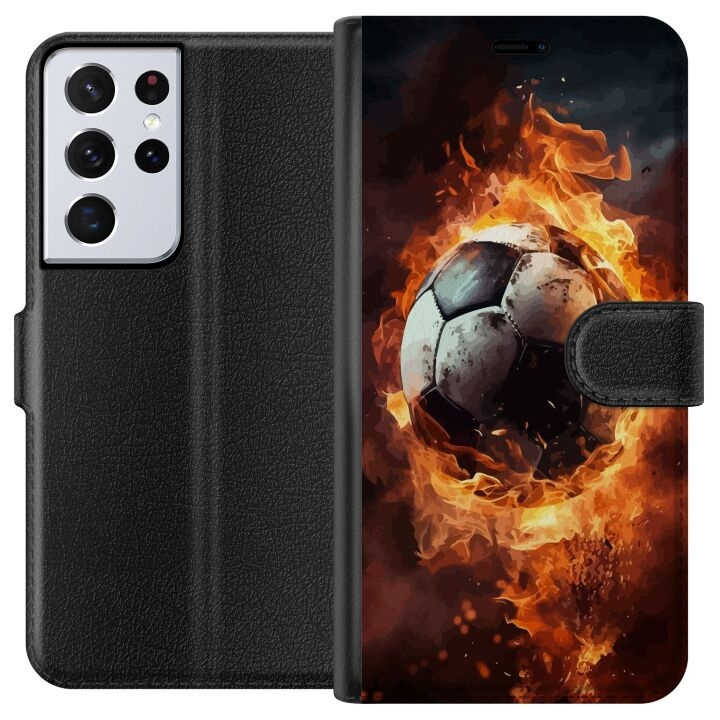 Portemonnee-hoesje voor Samsung Galaxy S21 Ultra 5G met Voetbal ontwerp in de groep SMARTPHONE & TABLETS / Mobielbescherming / Samsung bij TP E-commerce Nordic AB (A62435)