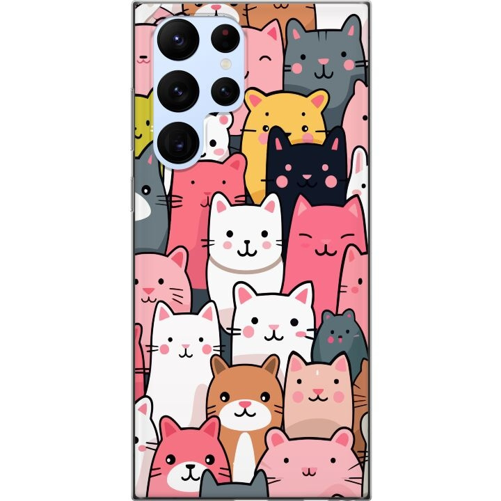 Mobiele hoes voor Samsung Galaxy S22 Ultra 5G met Kattenpatroon ontwerp in de groep SMARTPHONE & TABLETS / Mobielbescherming / Samsung bij TP E-commerce Nordic AB (A62611)