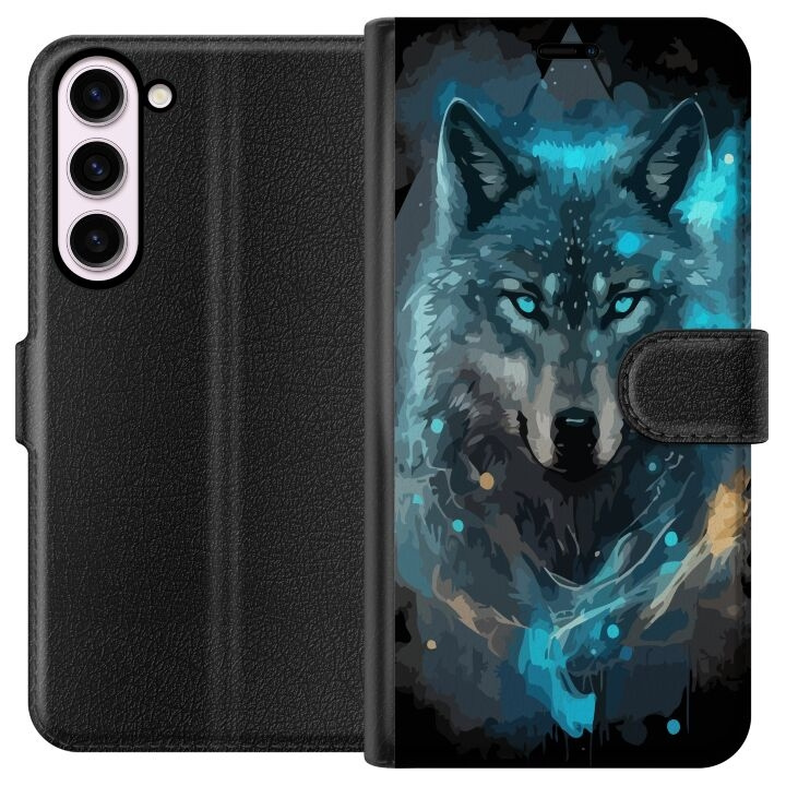 Portemonnee-hoesje voor Samsung Galaxy S23+ met Wolf ontwerp in de groep SMARTPHONE & TABLETS / Mobielbescherming / Samsung bij TP E-commerce Nordic AB (A62743)