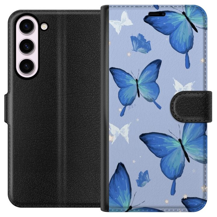 Portemonnee-hoesje voor Samsung Galaxy S23+ met Blauwe vlinders ontwerp in de groep SMARTPHONE & TABLETS / Mobielbescherming / Samsung bij TP E-commerce Nordic AB (A62754)