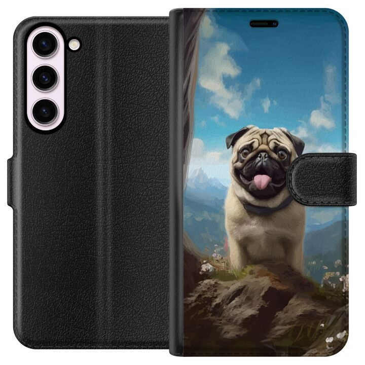 Portemonnee-hoesje voor Samsung Galaxy S23+ met Blije Hond ontwerp in de groep SMARTPHONE & TABLETS / Mobielbescherming / Samsung bij TP E-commerce Nordic AB (A62756)