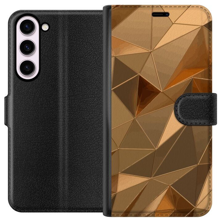 Portemonnee-hoesje voor Samsung Galaxy S23+ met 3D Goud ontwerp in de groep SMARTPHONE & TABLETS / Mobielbescherming / Samsung bij TP E-commerce Nordic AB (A62762)