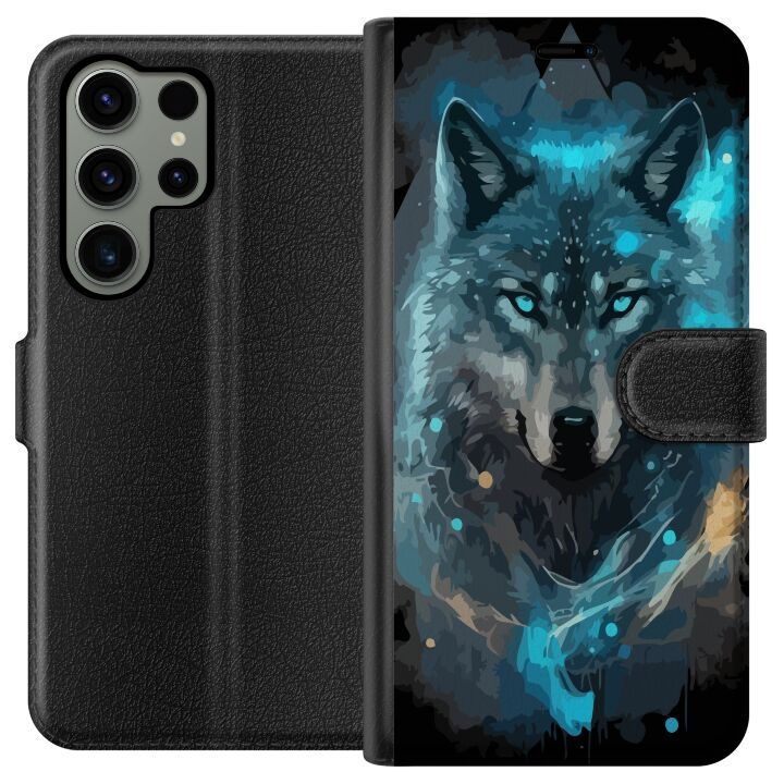 Portemonnee-hoesje voor Samsung Galaxy S23 Ultra met Wolf ontwerp in de groep SMARTPHONE & TABLETS / Mobielbescherming / Samsung bij TP E-commerce Nordic AB (A62797)