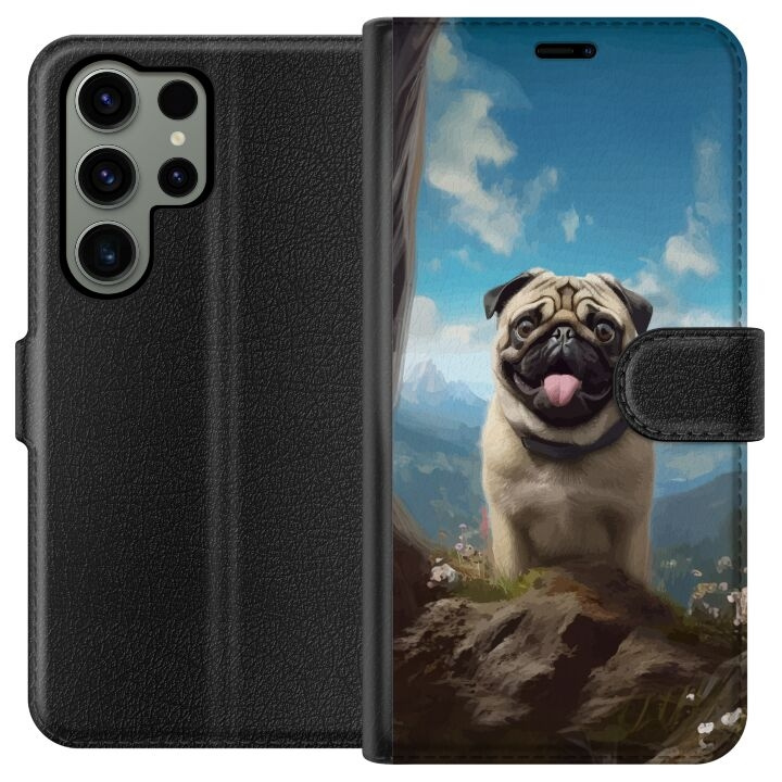 Portemonnee-hoesje voor Samsung Galaxy S23 Ultra met Blije Hond ontwerp in de groep SMARTPHONE & TABLETS / Mobielbescherming / Samsung bij TP E-commerce Nordic AB (A62810)