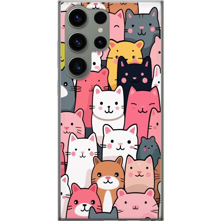 Mobiele hoes voor Samsung Galaxy S23 Ultra met Kattenpatroon ontwerp in de groep SMARTPHONE & TABLETS / Mobielbescherming / Samsung bij TP E-commerce Nordic AB (A62827)