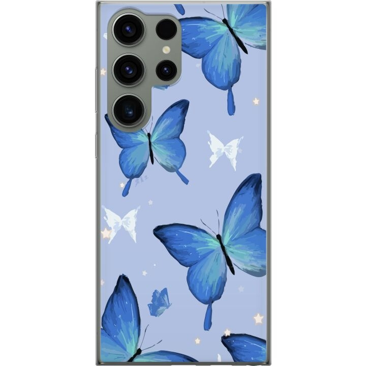 Mobiele hoes voor Samsung Galaxy S23 Ultra met Blauwe vlinders ontwerp in de groep SMARTPHONE & TABLETS / Mobielbescherming / Samsung bij TP E-commerce Nordic AB (A62835)