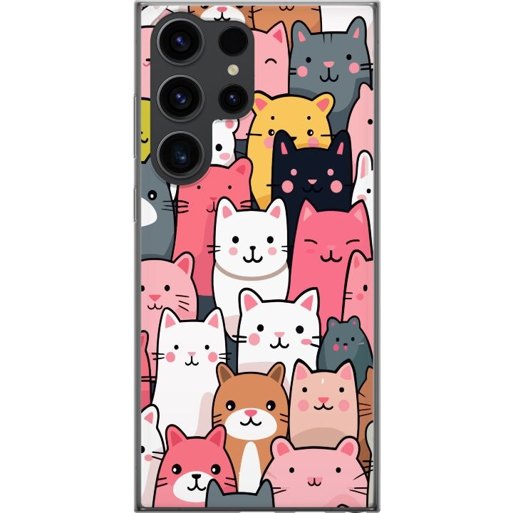 Mobiele hoes voor Samsung Galaxy S24 Ultra met Kattenpatroon ontwerp in de groep SMARTPHONE & TABLETS / Mobielbescherming / Samsung bij TP E-commerce Nordic AB (A62989)