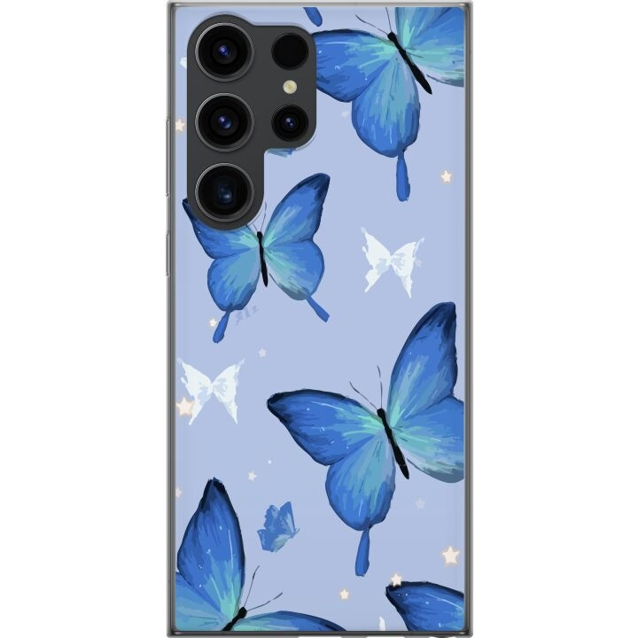 Mobiele hoes voor Samsung Galaxy S24 Ultra met Blauwe vlinders ontwerp in de groep SMARTPHONE & TABLETS / Mobielbescherming / Samsung bij TP E-commerce Nordic AB (A62997)