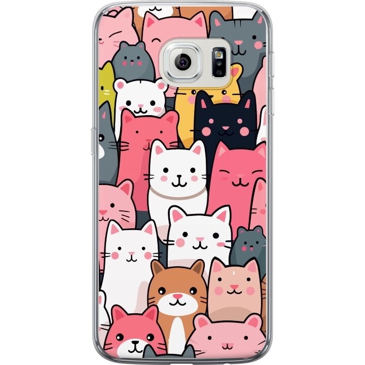 Mobiele hoes voor Samsung Galaxy S6 edge met Kattenpatroon ontwerp in de groep SMARTPHONE & TABLETS / Mobielbescherming / Samsung bij TP E-commerce Nordic AB (A63043)