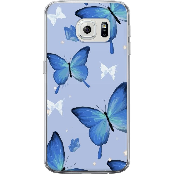 Mobiele hoes voor Samsung Galaxy S6 edge met Blauwe vlinders ontwerp in de groep SMARTPHONE & TABLETS / Mobielbescherming / Samsung bij TP E-commerce Nordic AB (A63051)