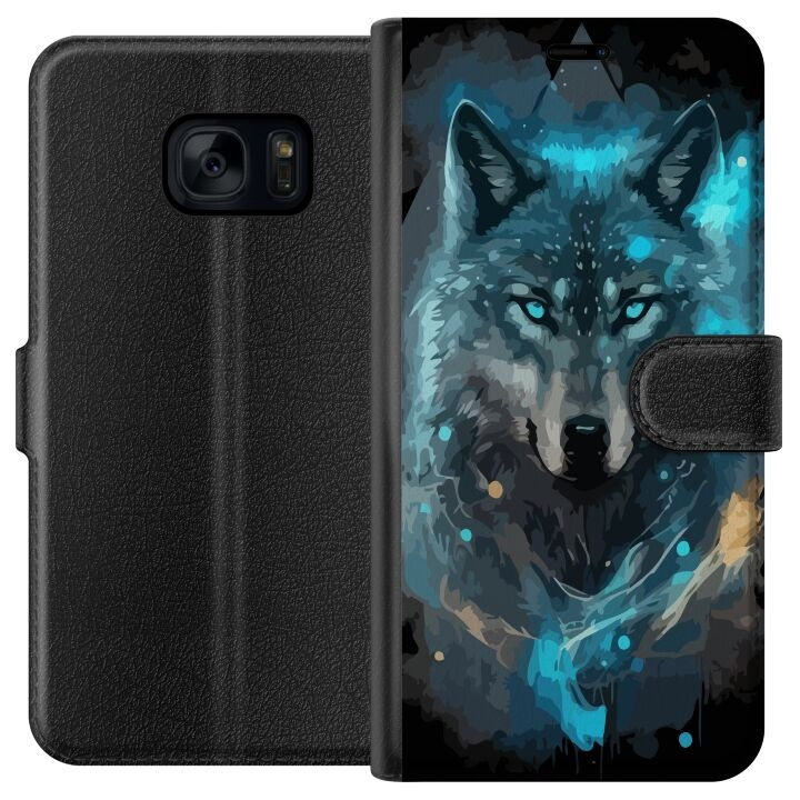 Portemonnee-hoesje voor Samsung Galaxy S7 met Wolf ontwerp in de groep SMARTPHONE & TABLETS / Mobielbescherming / Samsung bij TP E-commerce Nordic AB (A63067)