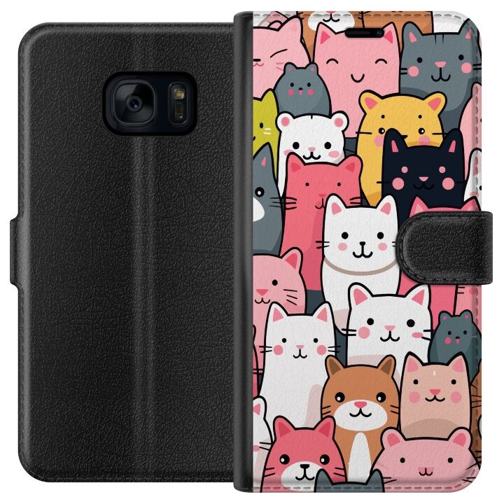 Portemonnee-hoesje voor Samsung Galaxy S7 met Kattenpatroon ontwerp in de groep SMARTPHONE & TABLETS / Mobielbescherming / Samsung bij TP E-commerce Nordic AB (A63070)